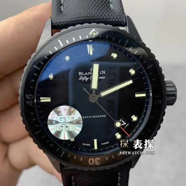 GF Factory Blancpain Fifty Fathoms 5000 Top collectible watches Men's Black Plate strap models Pictures and Prices Side by Side Actual Pictures