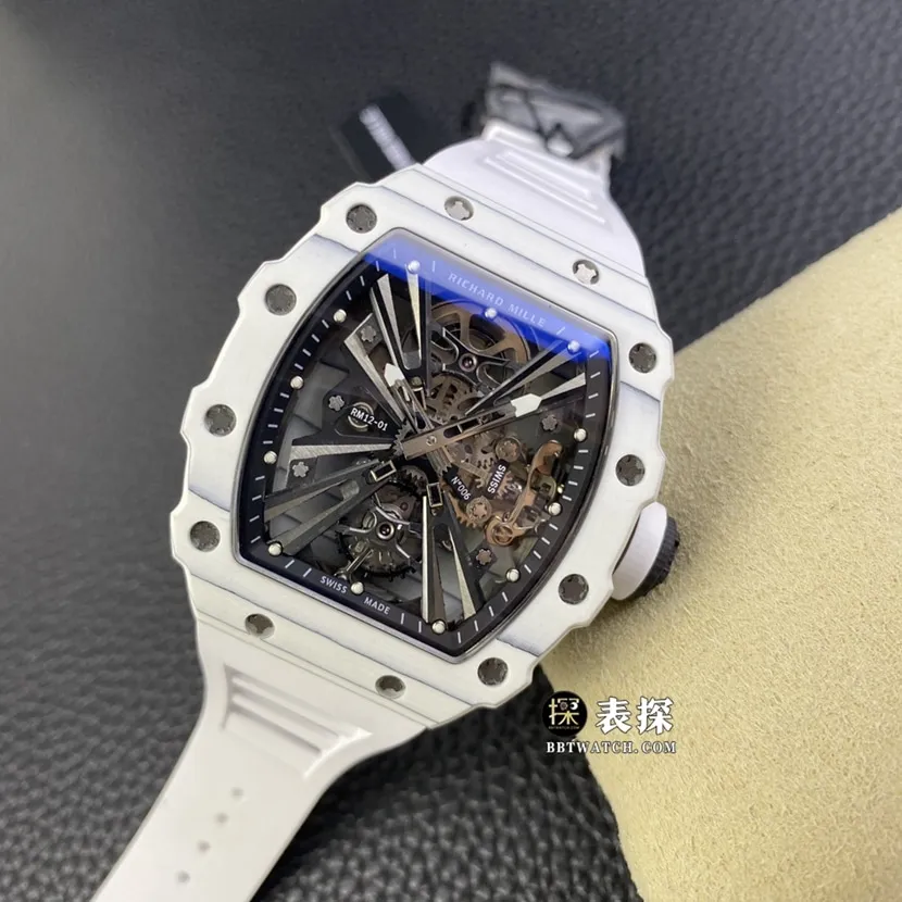 Richard Mille men's RM 12-01top-tier 1:1high-quality watch men's hollow disc rubber model pictures and prices front live photo
