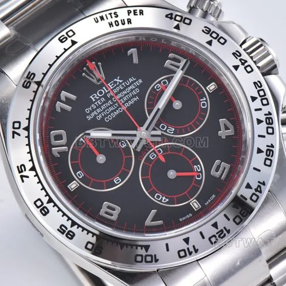 Factory C Rolex Daytona1:1super cloneblack dialsteel bracelet model 116509-78599front live photo