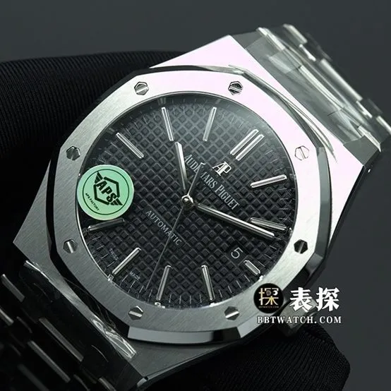 APS factory Audemars Piguet men's Royal Oak series watch black dialsteel bracelet model 15400ST.OO.1220ST.01front live photo