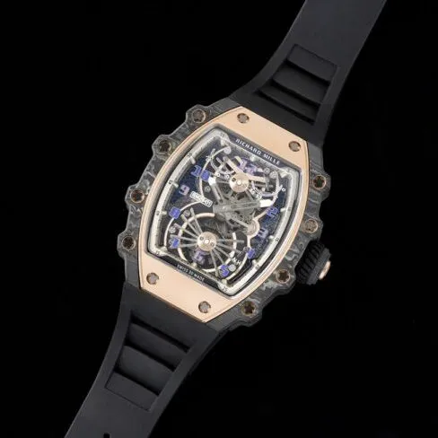Top-tier super cloneRichard Millerose gold creates a real wrist aircraft RM 21-01 aerodynamic tourbillon watch side view