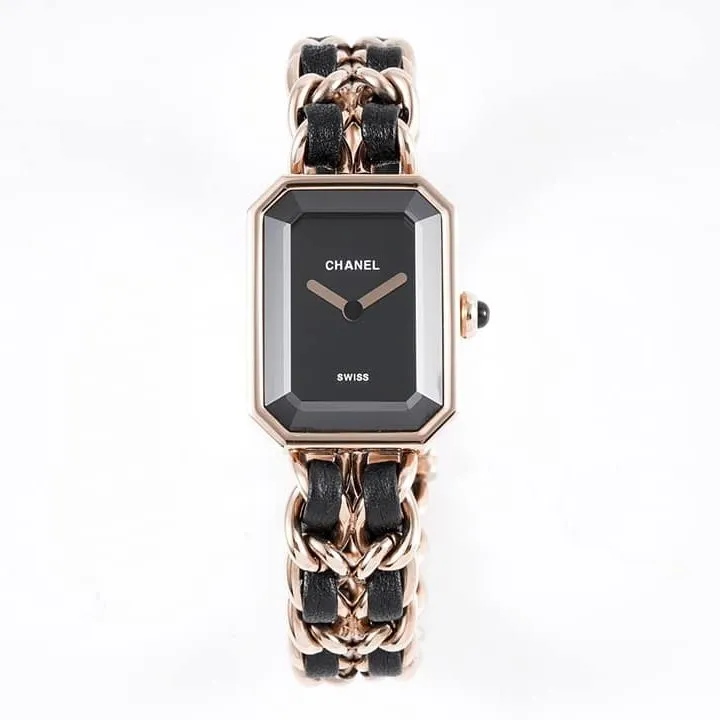 Chanelladies' watchreplicaPremiere series quartz watch rose goldblack dial back cover picture