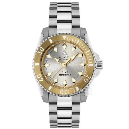 Gucci top-tier 1:1super clone2024 new silver white dial gold-plated steel bracelet model YA136357front live photo