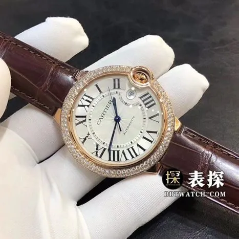 Cartier blue balloon watch men's silver gray plate rose gold diamond leather strap model pictures and prices braceletlive photos