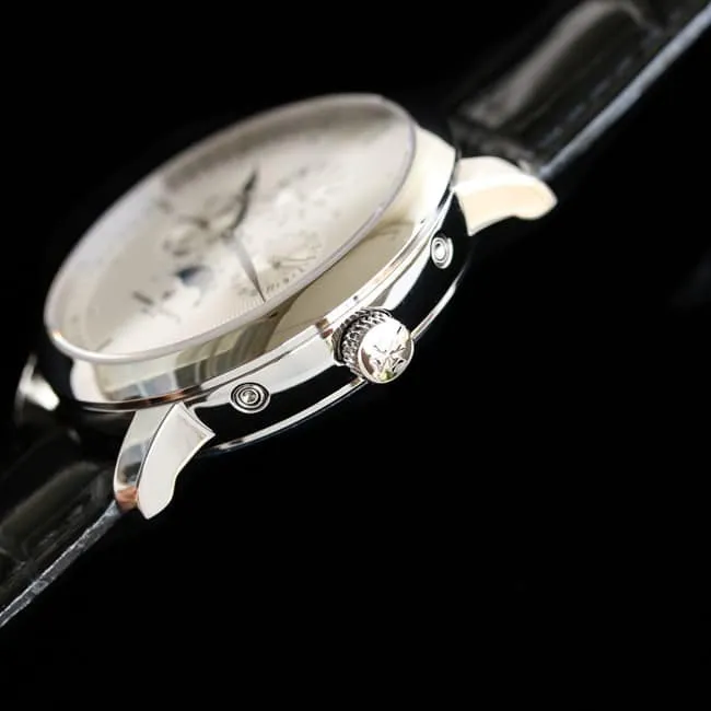 Vacheron Constantintop-tier watch men's white dial black belt Loft Craftsman series leather strap watch front view