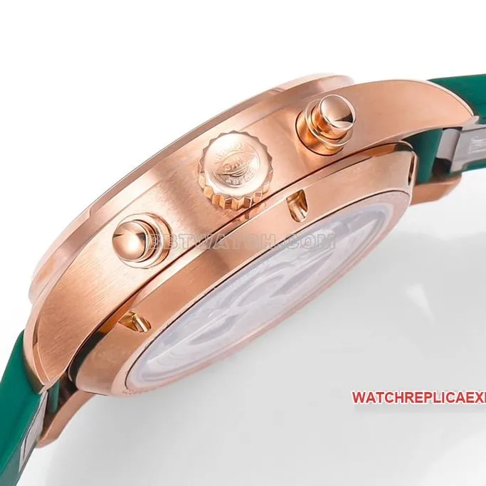 TW factory IWC pilot top-tier replicagreen dialrose gold rubber model IW388110front live photo