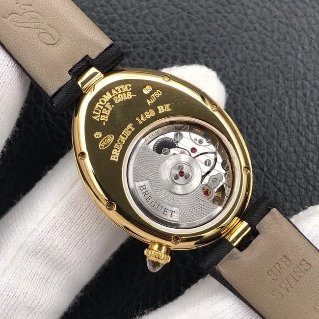 ZF Factory Breguet Top collectible watches Queen of Naples Women's White Plate Black Strap Watch Side View