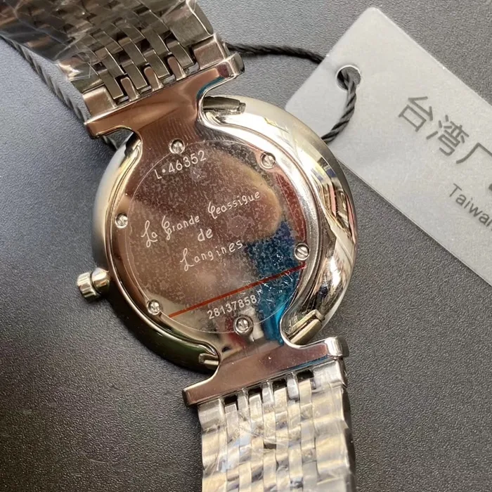 top-tier watch Longines couple watch white dialsteel bracelet Jialan series quartz watch front view