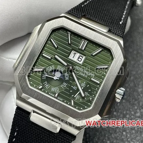 Top-Quality Watch: Patek Philippe P1 Factory CUBITUS Green Dial 5822P-001—Front View Photos
