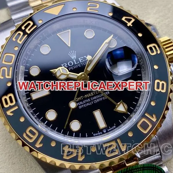 Rolextop-tier watch ARF FactoryGMT-MasterGMTblack dial3285 gold steel bracelet caseback live photo