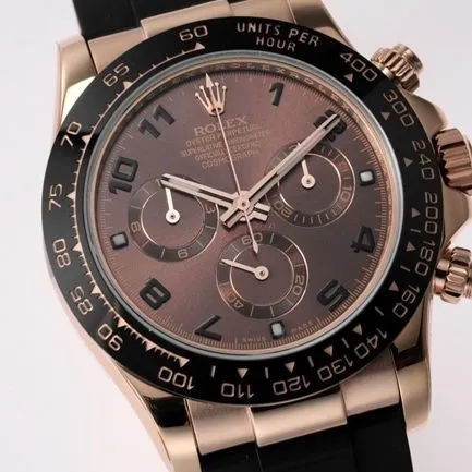 top-tier replicaRolex men's black dialrubber strap popular Cosmograph Daytona automatic movement watch front view