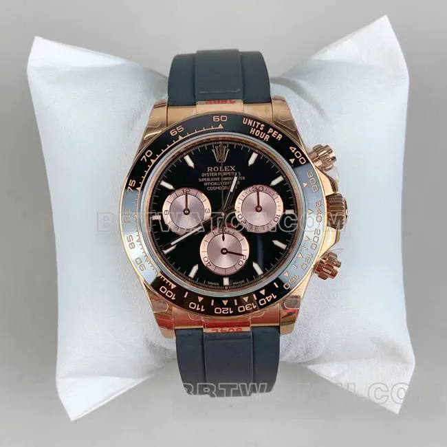 top-tier watch QFDaytonaRolexblack dialrose gold4131 mechanical front live photo