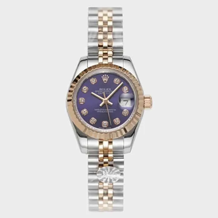 top-tier watch Rolex women's blue dial Date just steel bracelet watch back cover picture