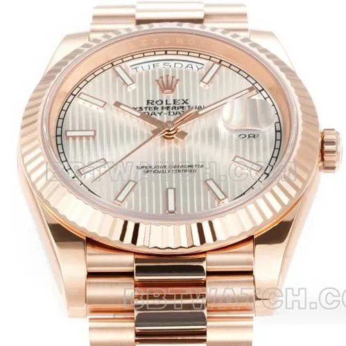 watch Rolexrose goldPPM factory Day-Date mechanical silver dialfront live photo
