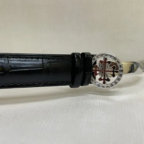 Patek Philippetop-tierhigh-quality watch men's black dial black belt South African T square diamond leather strap watch front view
