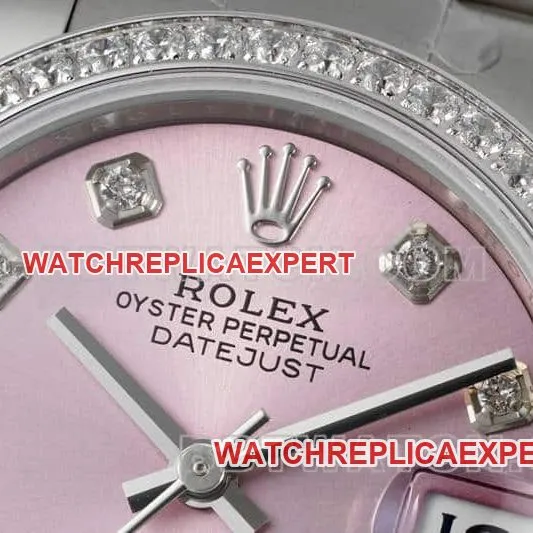 ARF factory Rolex log top one to one high imitation pink disk diamond ring 31mm three compartment links 278289 strap real picture