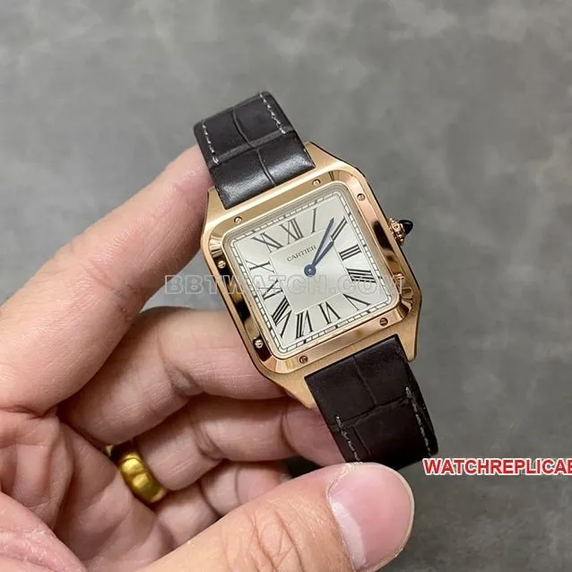 F1 factory Cartier Santos top-tier 1:1high-quality replicasilver dialrose gold medium size WGSA0021front live photo