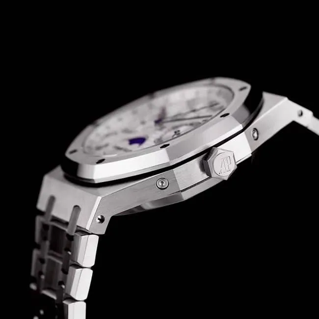 Audemars Piguettop-tier watch automatic movement men's white dialsteel braceletRoyal Oak series watch movement picture