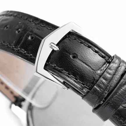 ZF Factorytop-tier watch Patek Philippe men's black dial black belt classic series V3 version mechanical leather strap watch front view