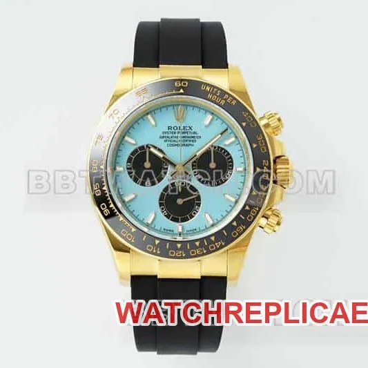 APS factory RolexDaytona1:1super cloneblue dialyellow gold shell rubber model 126518side live photo