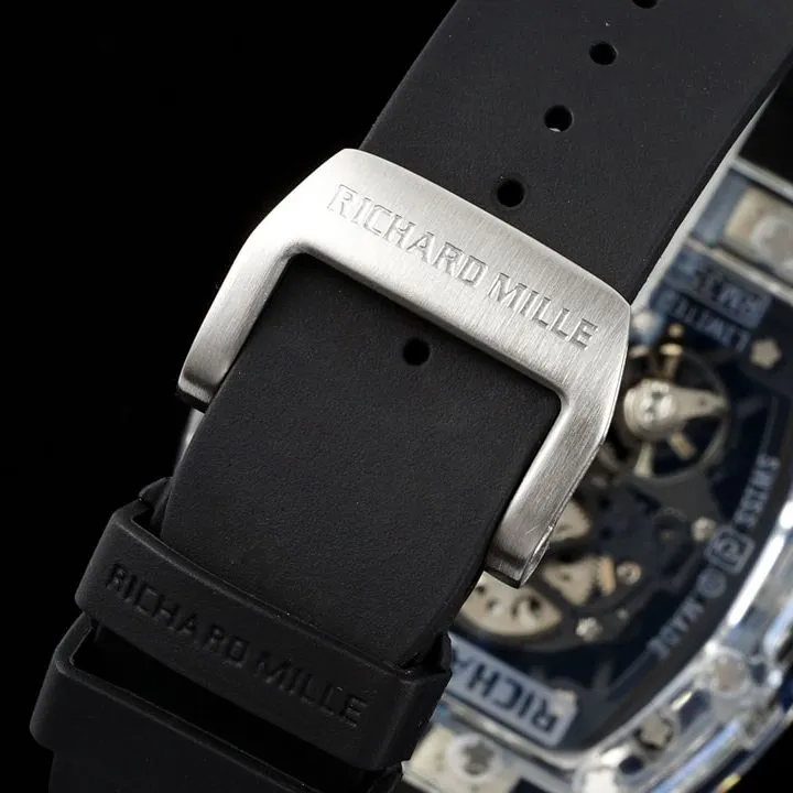 Richard Mille men's super A watches transparent skeleton disk black rubber models RM35-01 front real picture