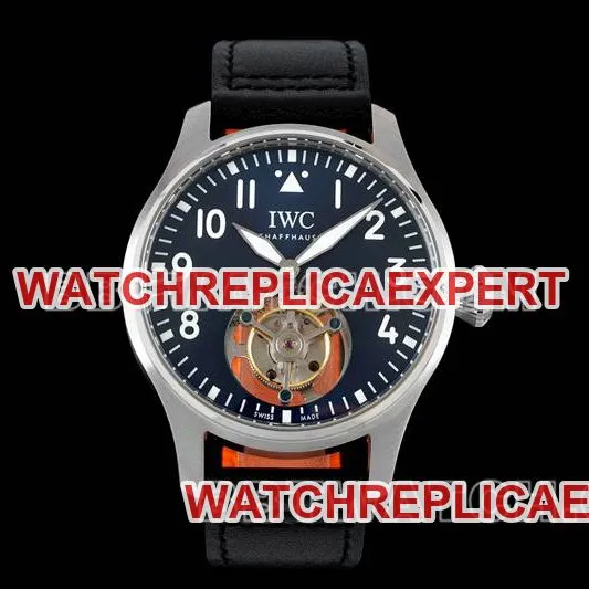IWC1:1replica watch RMS factory pilot blue dialtourbillon mechanical leather strap caseback live photo