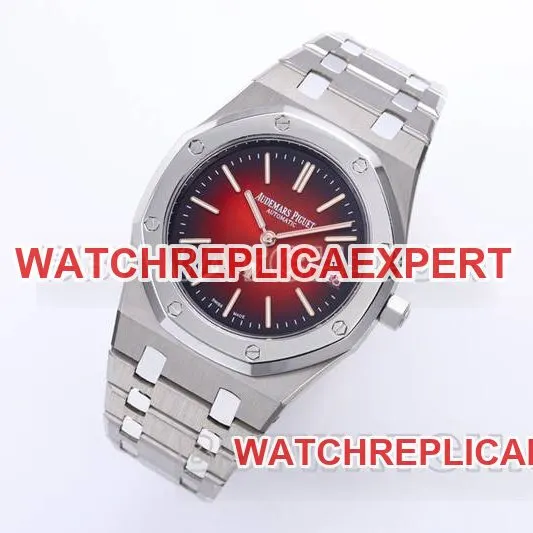 Audemars Piguet1:1replica watch ZF FactoryRoyal Oak smoked burgundy plate mechanical steel bracelet model 16202caseback live photo