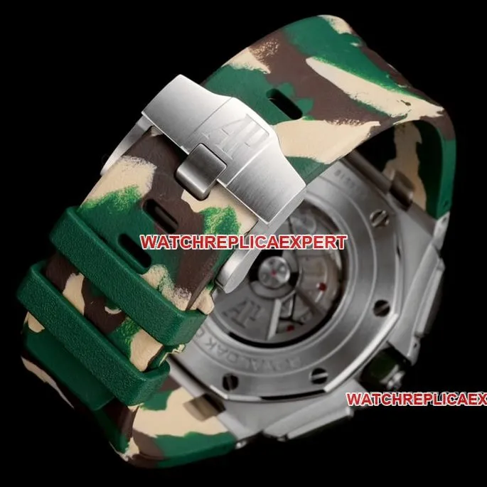 TW factory Audemars PiguetRoyal Oak offshore type top-tier khaki green dial rubber model 26400front live photo