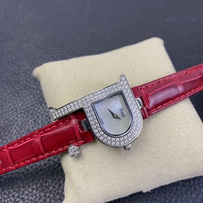 top-tier watch count ladies white dial red band quartzleather strap watch front view