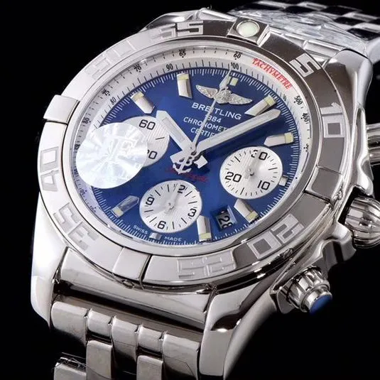 Breitlingtop-tierhigh-quality watch aviation chronograph series AB011011 men's steel braceletblue dial mechanical watch movement picture