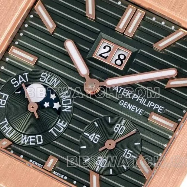 3K FactoryPatek PhilippeCUBITUStop-tier 1:1high-quality replicagreen dialrose gold5822front live photo