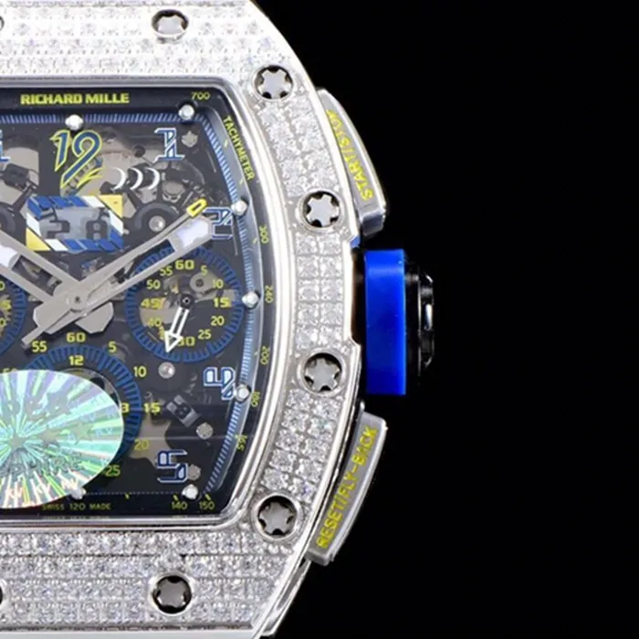 top-tier watch Richard Mille men's blue dial watch front view