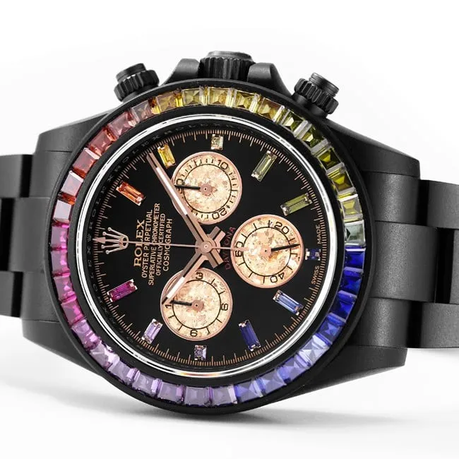Daytona carbon black Rolex fully automatic movement Daytona series men's black dialsteel bracelet top-tier replicasuper watch side view