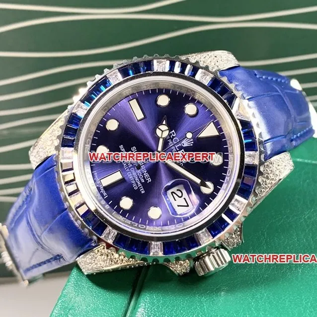 Rolex Submariner top blue disk diamond ring strap models front actual photo