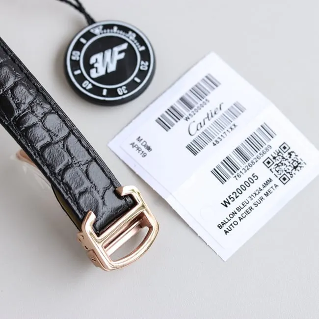3WF factory Cartiertop-tier watch tank series white dial black belt couple series quartzleather strap watch movement picture