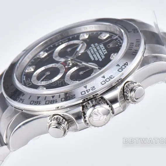 Factory C Rolex Daytonatop-tier 1:1high-quality replicablack dialsteel bracelet model m116509-0055caseback live photo