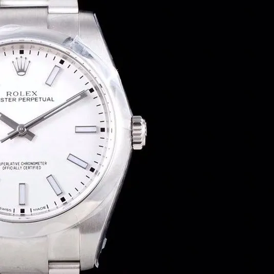 Rolextop-tiersuper watch Oyster Perpetual series men's mechanical white dialsteel bracelet watch front view