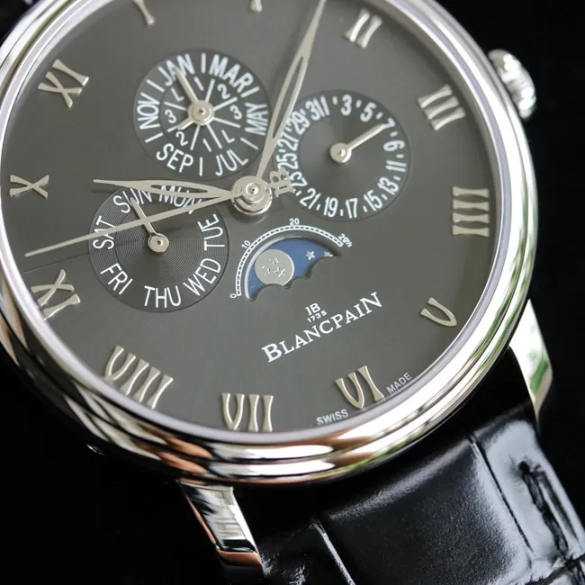 Blancpaintop-tier watch classic series 6656 automatic movement men's green dialleather strap watch clasp picture