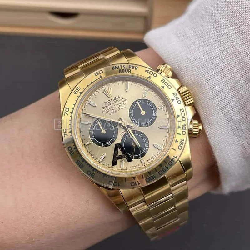 VSRolexDaytona1:1super gold plate4131yellow gold126508front live photo