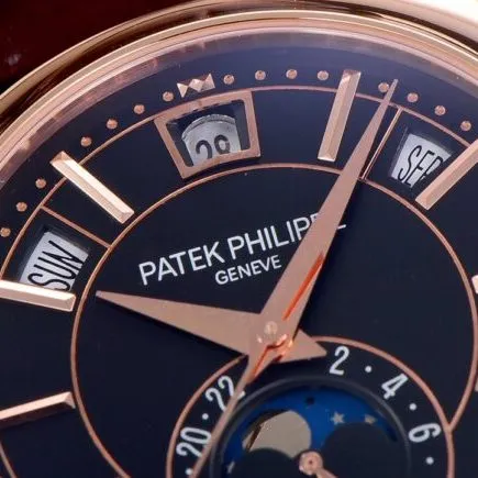 GR factory top-tier watch Patek Philippe5205G-013 rose gold plate blue bottom men's mechanical watch top-tier complex function series version front view