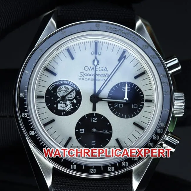 OM FactoryOmegatop-tier watch men's white dial nylon strap manual winding Speedmaster series watch clasp picture