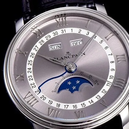 OM FactoryBlancpaintop-tier watch new V3 upgraded villeret classic 6654 men's gray plate black belt watch front view