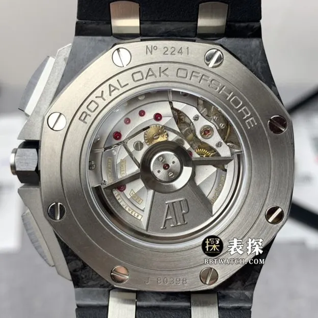JF factory Audemars PiguetRoyal Oak offshore type 264001:1super watch men's black panda plate steel bracelet model pictures and prices caseback live photo