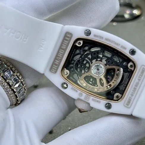 Richard Milletop-tier watch women's black dialrubber strap South African real diamond mechanical watch side view