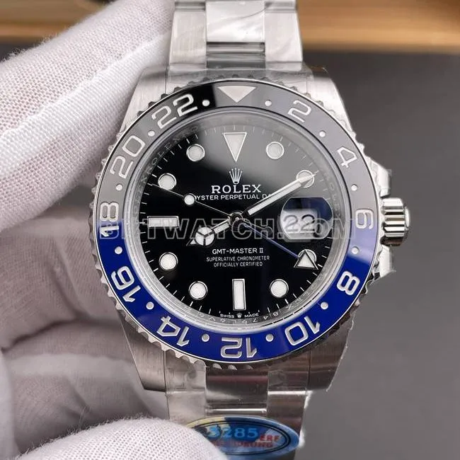 1:1replica watch ERF factory GMT-MasterRolexblack dialBatman bezel3285 mechanical front live photo