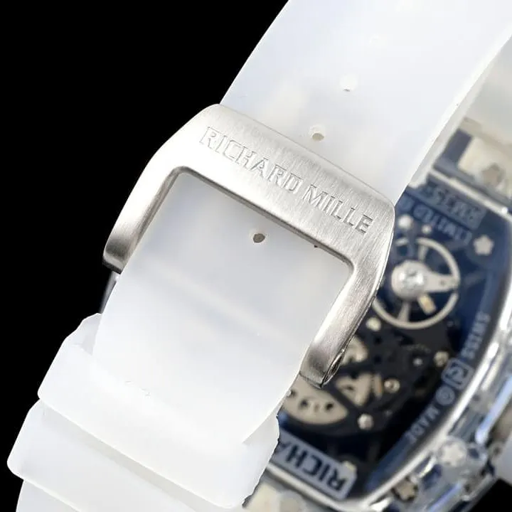 Richard Mille men's top-tier watch transparent hollow plate rubber model RM35-01front live photo