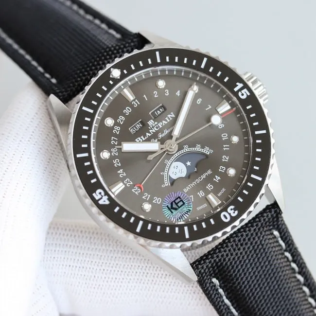 TWBlancpaintop-tier watch fully automatic movement fifty fathoms series men's black dial nylon belt clasp picture