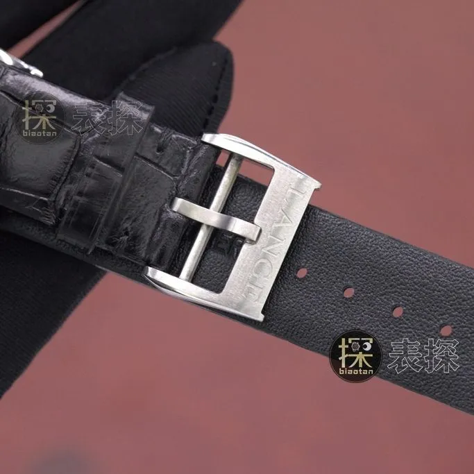 F8 Lange collectible watches Black Dial Black Leather Strap