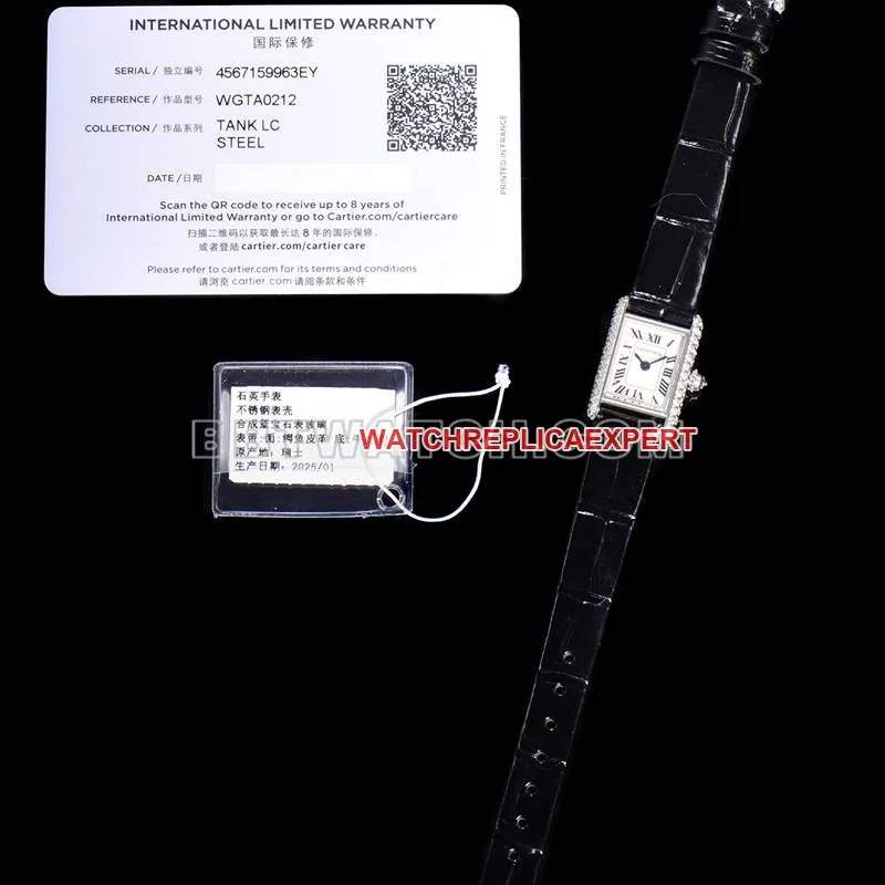 Cartier1:1replica watch F1 factory tank white dialdiamond bezelleather strap model front live photo