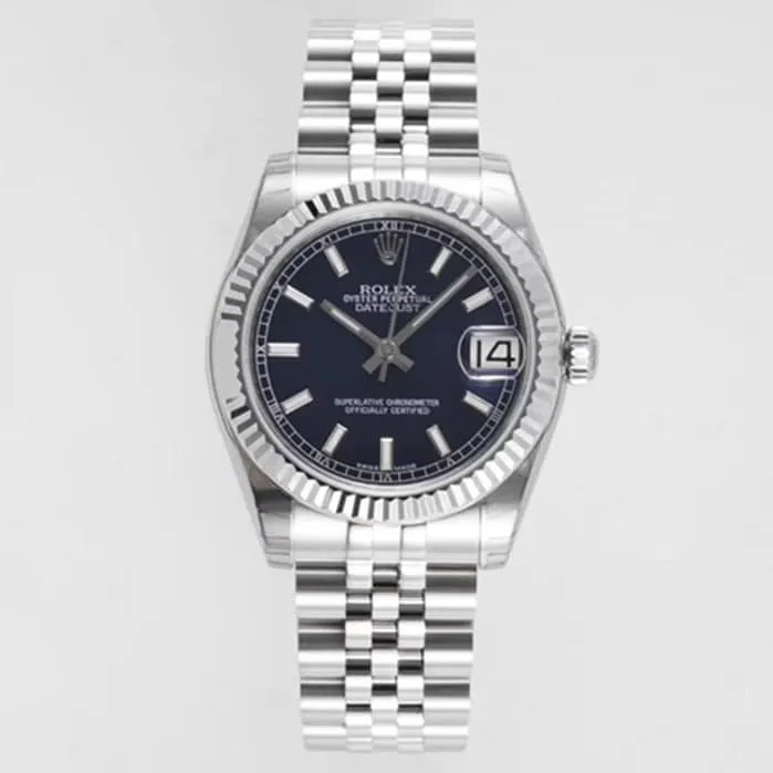 Top-tier watch Rolex men's blue dial Oyster Perpetual Datejust 31mm series steel bracelet watch back cover picture